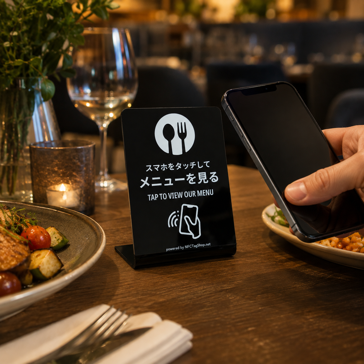 NFCメニュースタンド｜スマホをタッチするだけでメニュー表示｜アプリ・電池不要