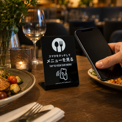 NFCメニュースタンド｜スマホをタッチするだけでメニュー表示｜アプリ・電池不要